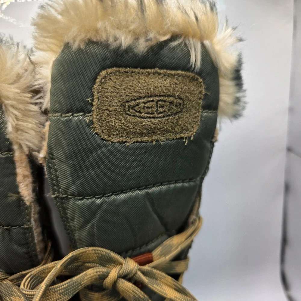 Keen Womens Wapato Boot Size 9.5 Tall Waterproof Brown Leather Lace Up Sherpa